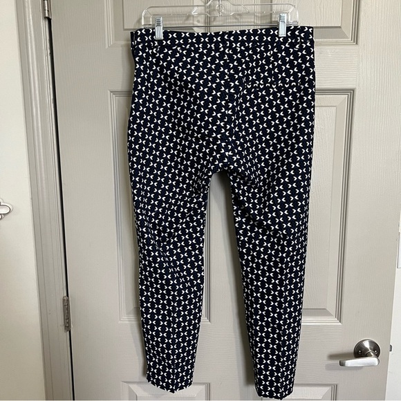 H&M Slacks Navy Patterned Stretchy Cigarette Trousers Pants Size 12 - Picture 4 of 8